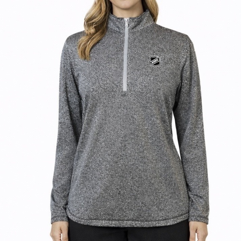 ADIDAS Pullover sz M 1/2 Zip NHL Logo Heather Gray Golf Performance Sports Fan